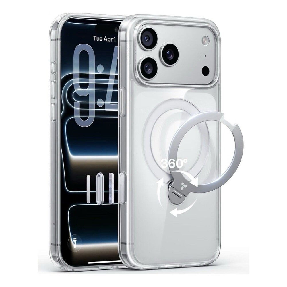 TORRAS Q3 Spin Case for iPhone 17 Pro Case, 360 Magnetic Stand Clear